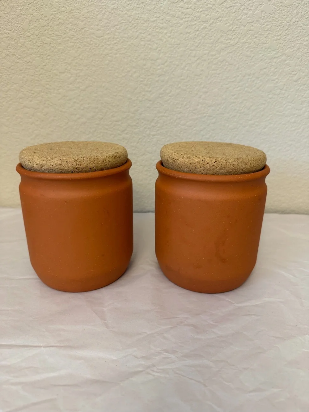Terracotta Kitchen Line Rice & Flour Canister Set with Cork Lids - Rustic Orange